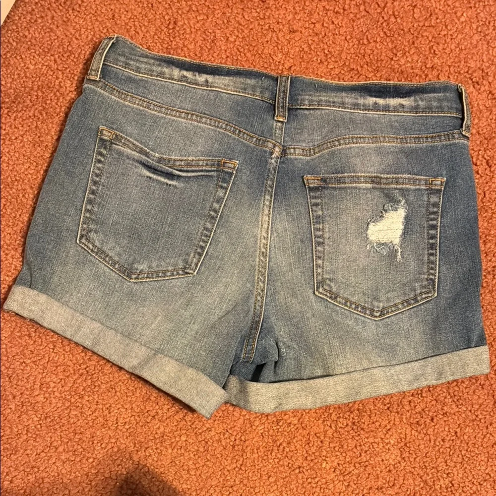 Refuge Blue Distressed Denim Shorts - Picture 6 of 6